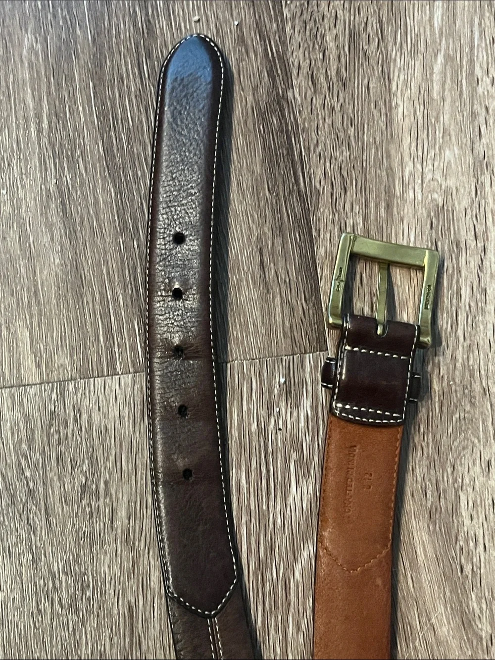Cole Haan Dark Brown Leather Belt with Brass Buckle